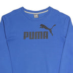 PUMA Mens Blue Sweatshirt Crew Neck M Cotton Blend Logo Print Casual Pullover