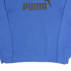 PUMA Mens Blue Sweatshirt Crew Neck M Cotton Blend Logo Print Casual Pullover