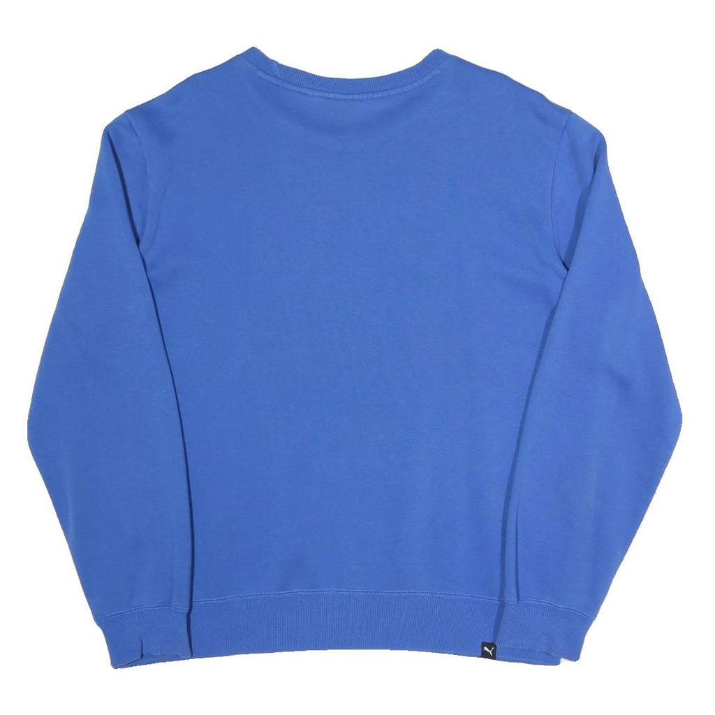 PUMA Mens Blue Sweatshirt Crew Neck M Cotton Blend Logo Print Casual Pullover