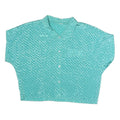 Womens Blue Printed Shirt Short Sleeve Collared Pocket M Lightweight Polyester