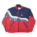 RUKKA Mens Red & Navy Blue Polyester Blend Zip Jacket L Abstract Pattern Casual