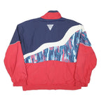 RUKKA Mens Red & Navy Blue Polyester Blend Zip Jacket L Abstract Pattern Casual