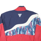 RUKKA Mens Red & Navy Blue Polyester Blend Zip Jacket L Abstract Pattern Casual