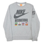 NIKE Mens Grey International Crew Neck S Cotton Blend Sweatshirt