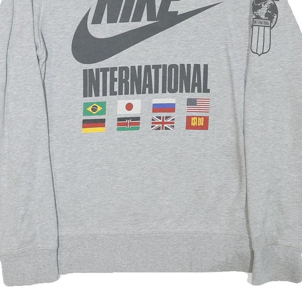 NIKE Mens Grey International Crew Neck S Cotton Blend Sweatshirt