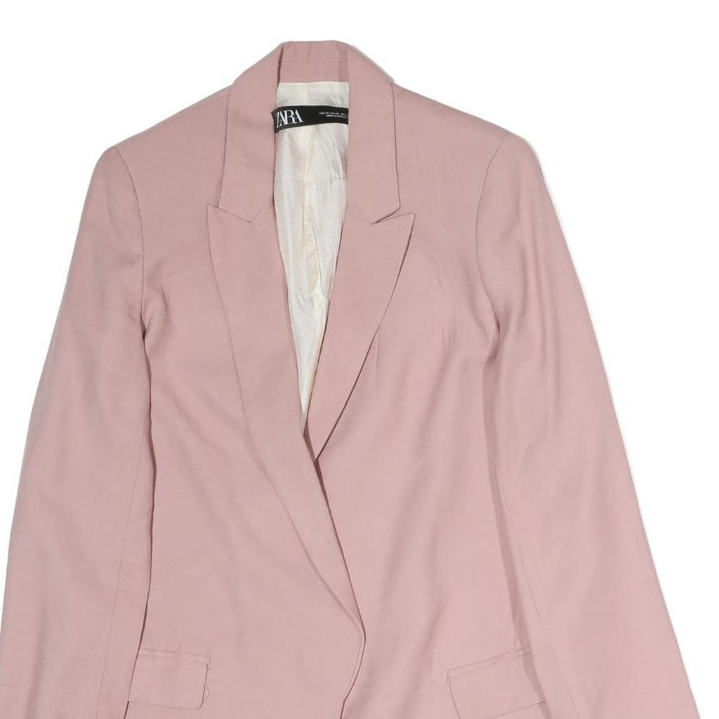 ZARA Womens Pink XS Jacket Woven Classic Tailored Formal Blazer Light Polyester