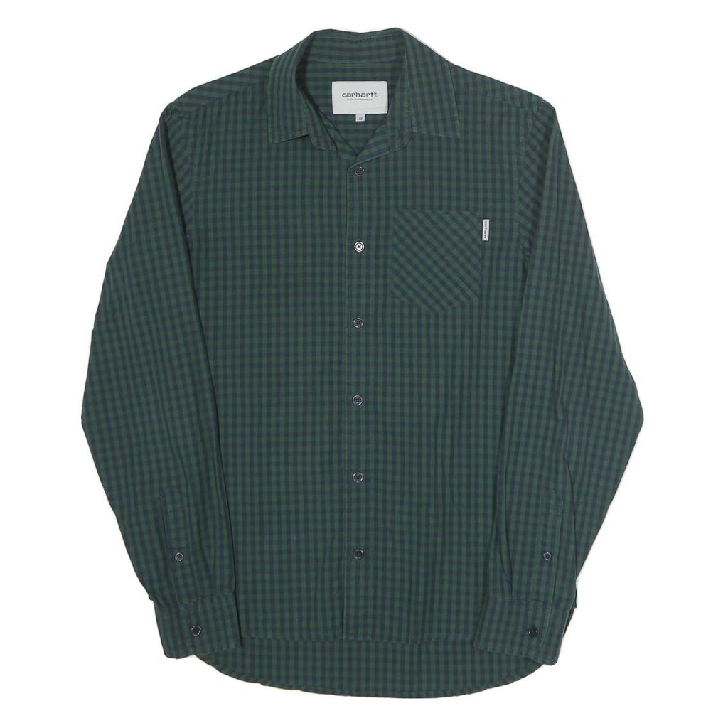 CARHARTT WIP Mens Green & Navy Check Shirt XS Long Sleeve Cotton Casual