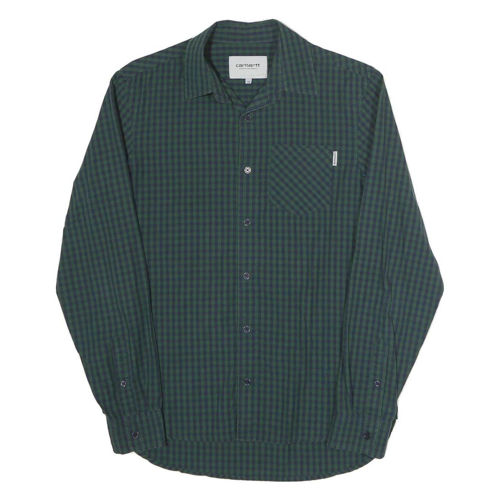 CARHARTT WIP Mens Green & Navy Check Shirt XS Long Sleeve Cotton Casual
