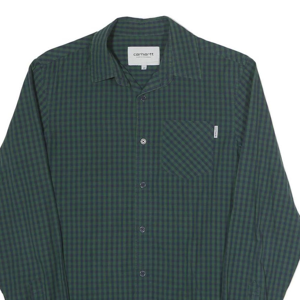 CARHARTT WIP Mens Green & Navy Check Shirt XS Long Sleeve Cotton Casual