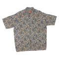 PAU HANA HAWAII Mens Blue & Beige Pattern Shirt M Tropical Cotton Blend Summer