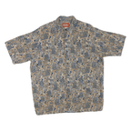 PAU HANA HAWAII Mens Blue & Beige Pattern Shirt M Tropical Cotton Blend Summer
