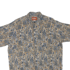 PAU HANA HAWAII Mens Blue & Beige Pattern Shirt M Tropical Cotton Blend Summer