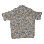 PAU HANA HAWAII Mens Blue & Beige Pattern Shirt M Tropical Cotton Blend Summer