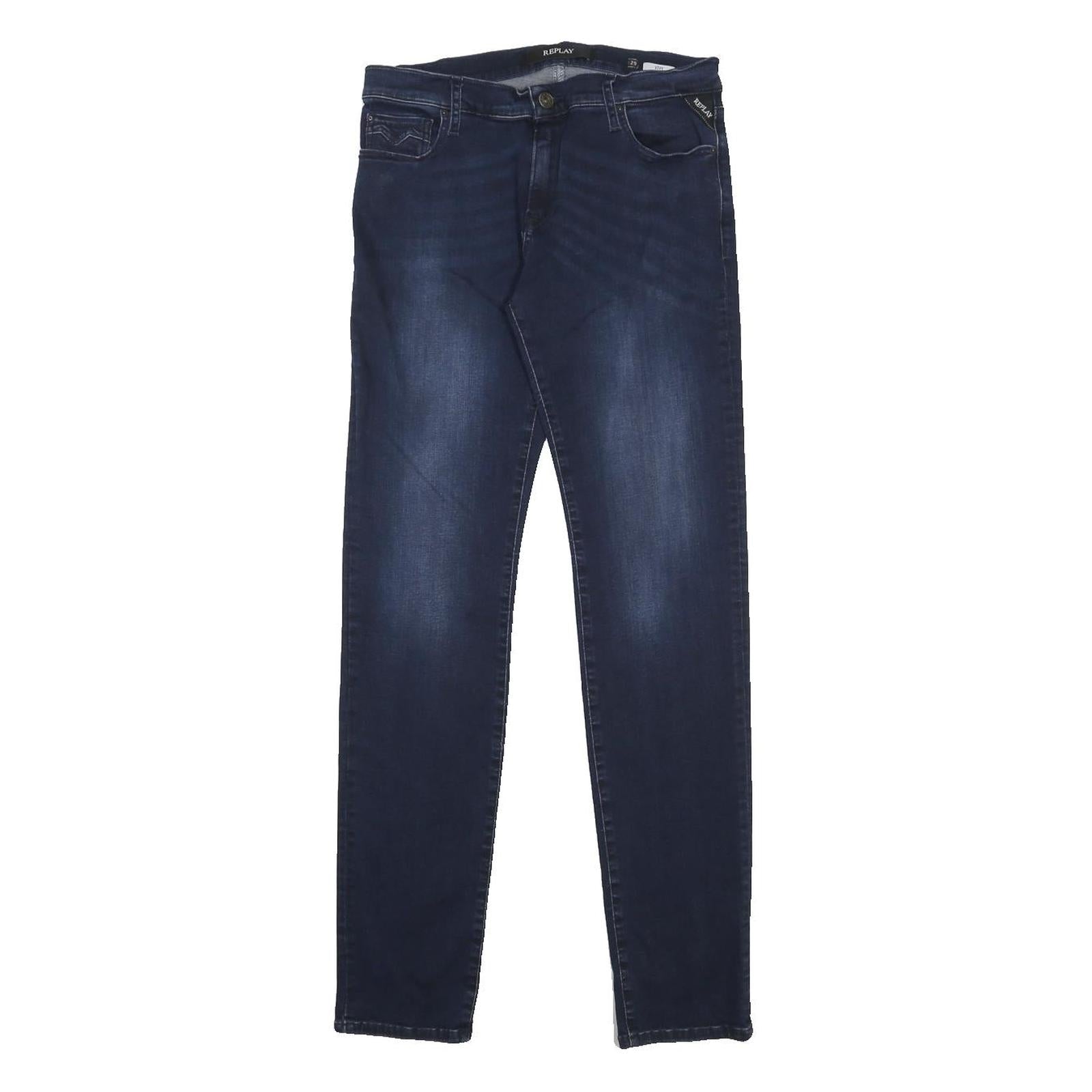 REPLAY Womens Jeans Blue Slim Skinny Denim Medium W29 L31 Stylish Zip Fastening