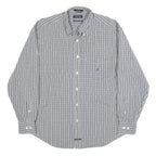 NAUTICA Mens Blue & White Check Shirt M Button-Down Collar Long Sleeve Cotton