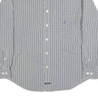 NAUTICA Mens Blue & White Check Shirt M Button-Down Collar Long Sleeve Cotton