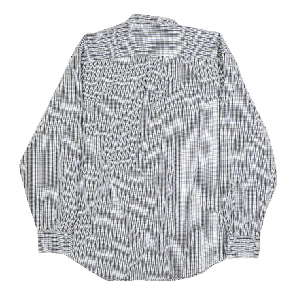 NAUTICA Mens Blue & White Check Shirt M Button-Down Collar Long Sleeve Cotton