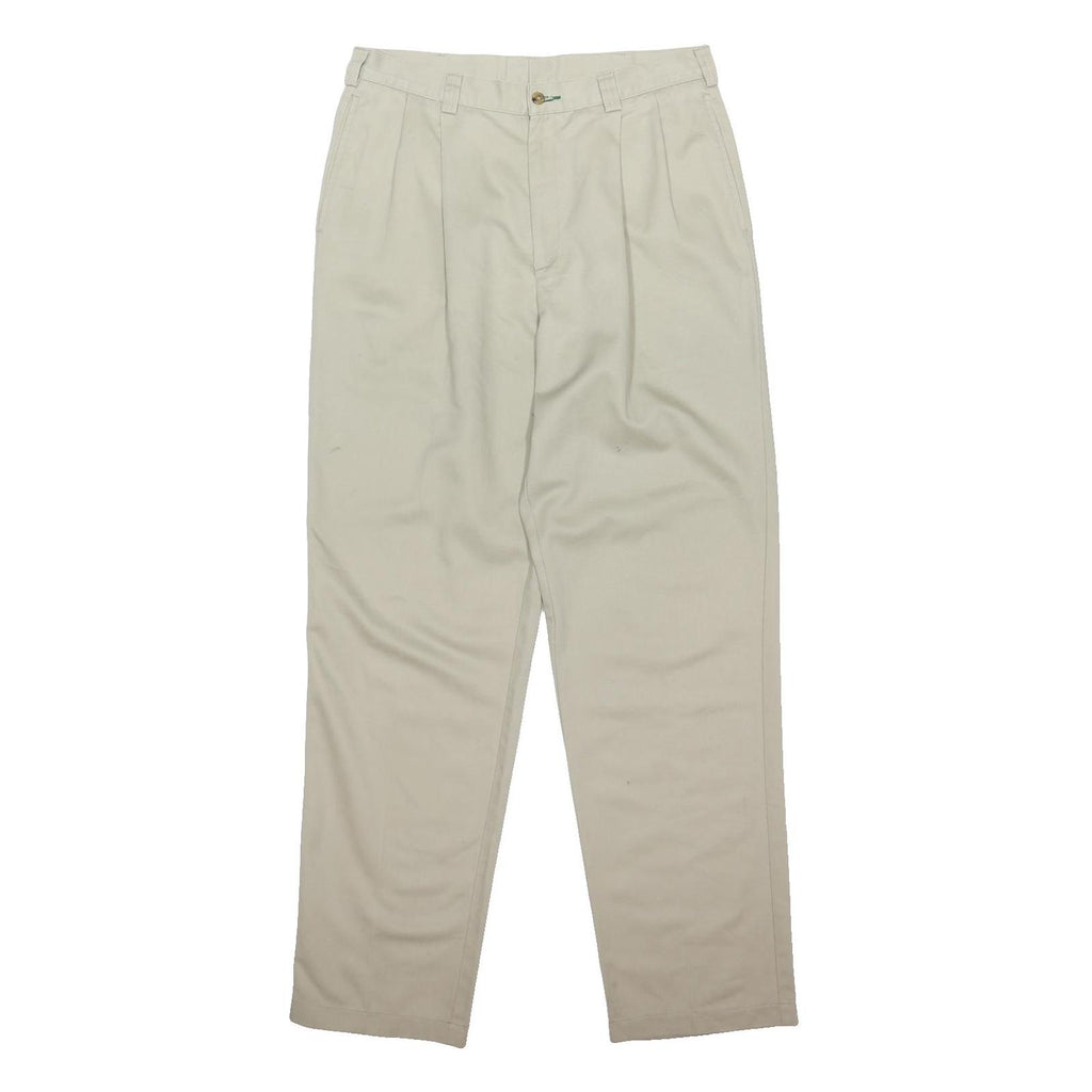TOMMY HILFIGER Mens Regular Beige Cotton Blend Trousers W34 L34 Classic Button