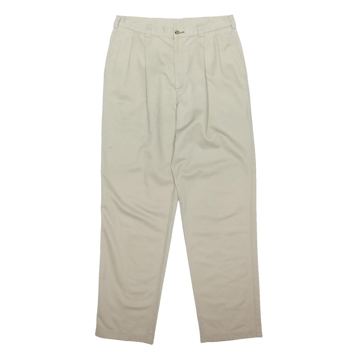 TOMMY HILFIGER Mens Regular Beige Cotton Blend Trousers W34 L34 Classic Button