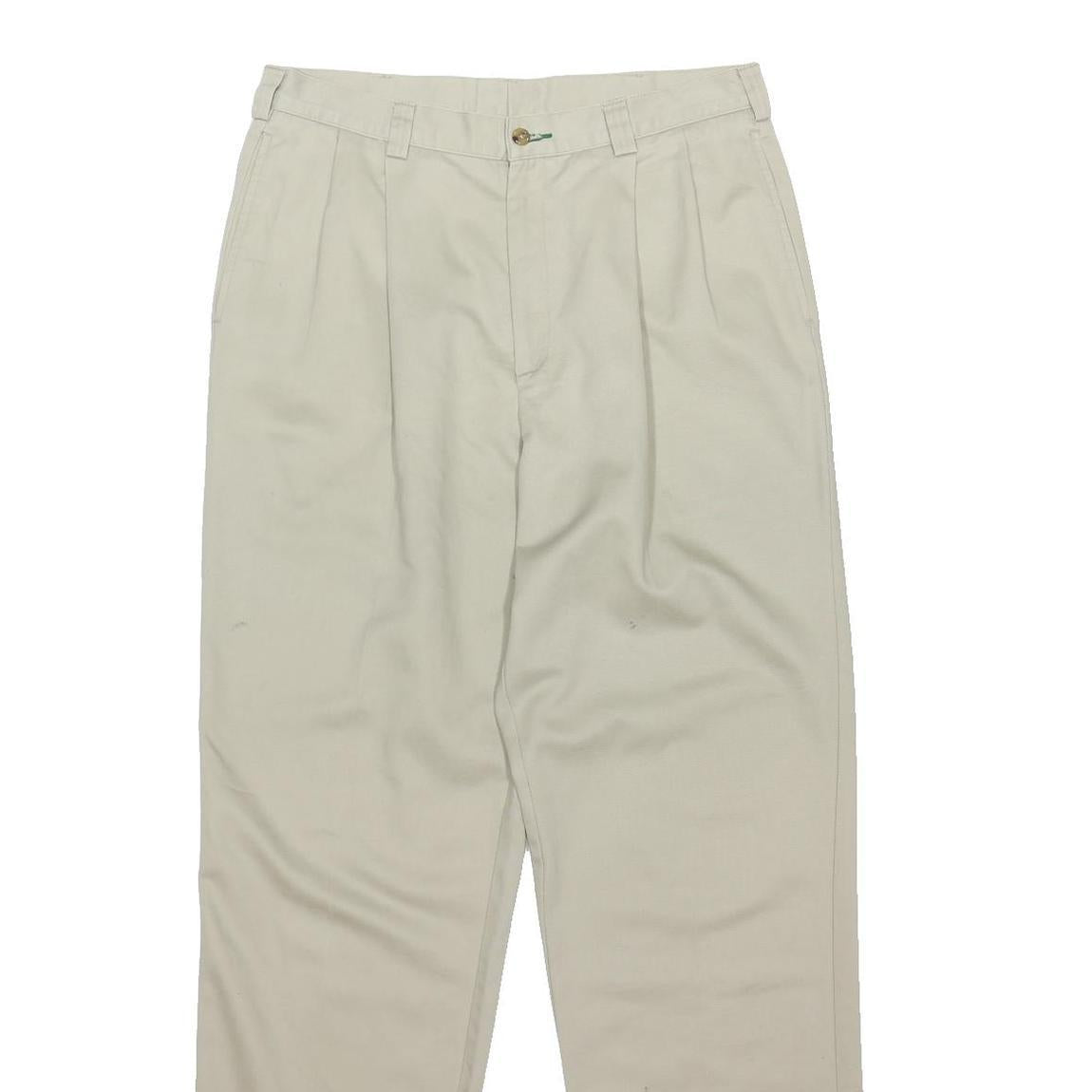 TOMMY HILFIGER Mens Regular Beige Cotton Blend Trousers W34 L34 Classic Button