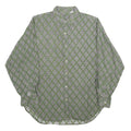 Mens Green Pattern Shirt S Cotton Relaxed Fit Long Sleeve Casual