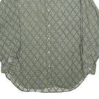 Mens Green Pattern Shirt S Cotton Relaxed Fit Long Sleeve Casual