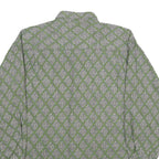 Mens Green Pattern Shirt S Cotton Relaxed Fit Long Sleeve Casual