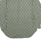 Mens Green Pattern Shirt S Cotton Relaxed Fit Long Sleeve Casual