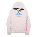 HOLLISTER Womens Pastel Pink Hoodie M Cotton Blend Pullover Printed Sleeve