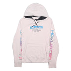 HOLLISTER Womens Pastel Pink Hoodie M Cotton Blend Pullover Printed Sleeve
