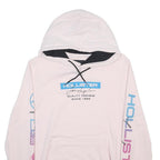 HOLLISTER Womens Pastel Pink Hoodie M Cotton Blend Pullover Printed Sleeve