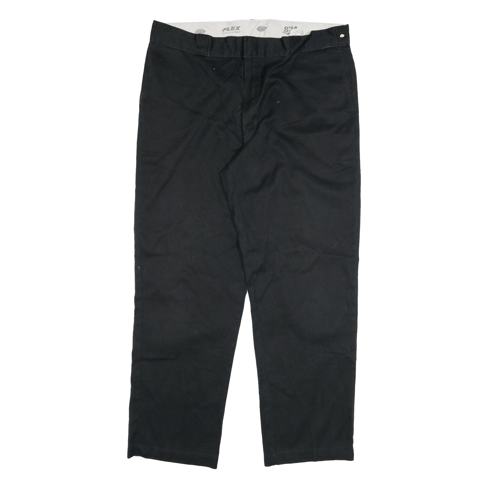 DICKIES Mens Cotton Blend Black Regular Fit Straight Leg Trousers W40 L32