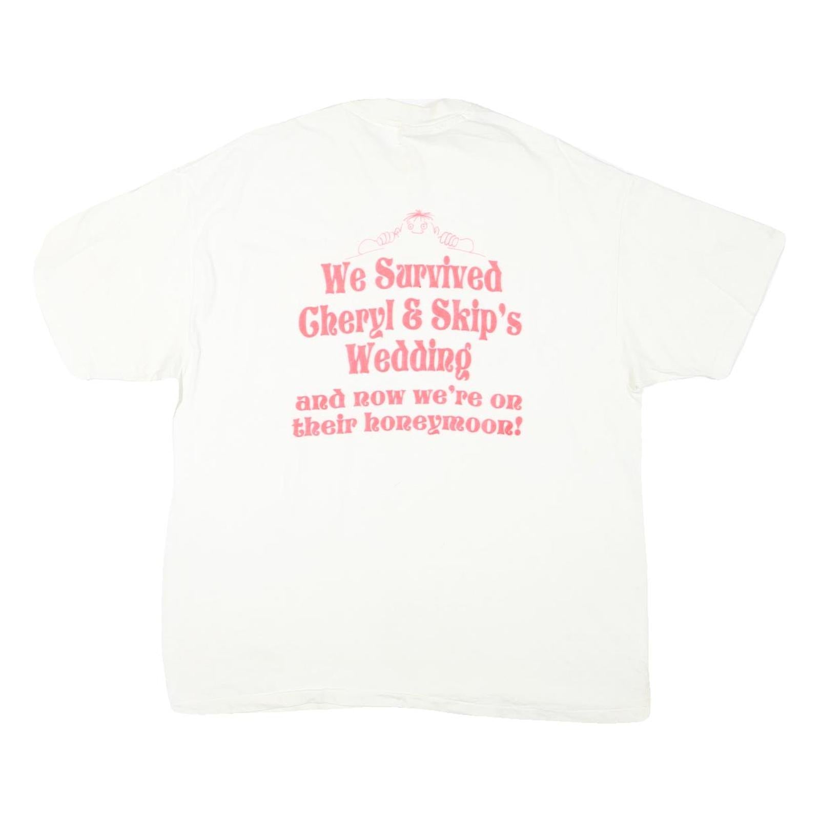 HANES Mens White Skip Graphic T-Shirt XL Short Sleeve Crew Neck Wedding