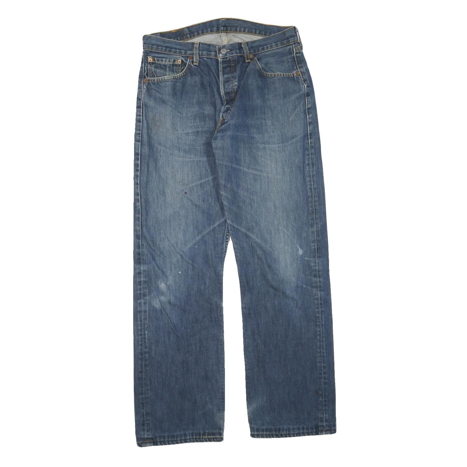 LEVI'S 501 Mens Jeans Blue Regular Straight Denim Medium W34 L31 Button Closure
