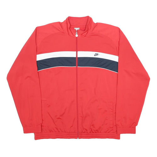 NIKE Mens Red & Navy Sports Jacket XL Polyester Track Plain Zip Collar