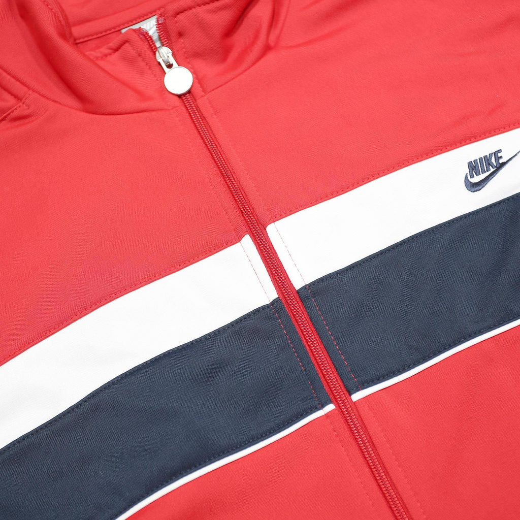 NIKE Mens Red & Navy Sports Jacket XL Polyester Track Plain Zip Collar