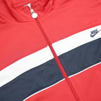 NIKE Mens Red & Navy Sports Jacket XL Polyester Track Plain Zip Collar