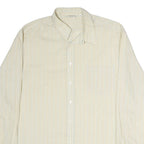 LORD GEORGE Mens Cream & Blue Striped Cotton Blend Shirt XL Classic Formal