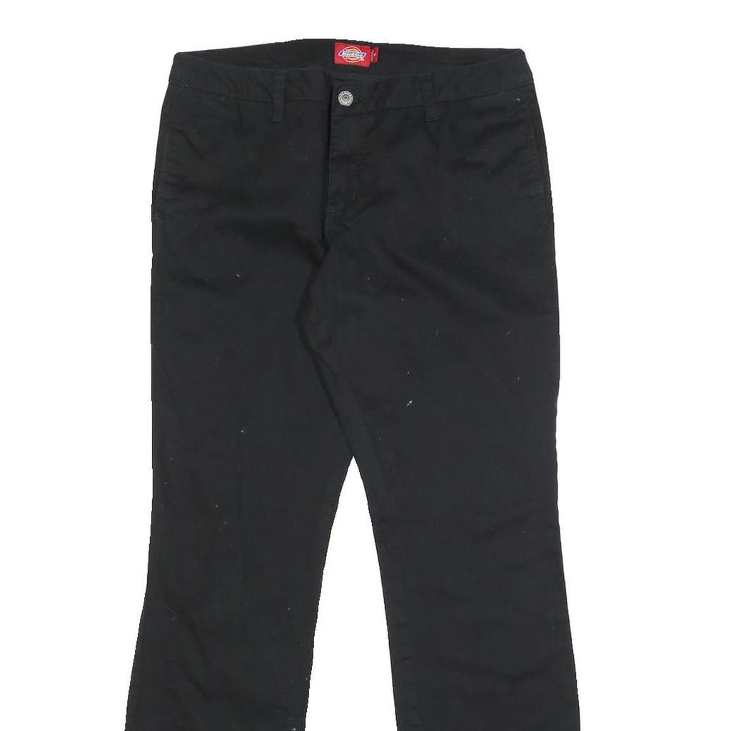 DICKIES Womens Cotton Blend Black Slim Straight Trousers W30 L30 Workwear