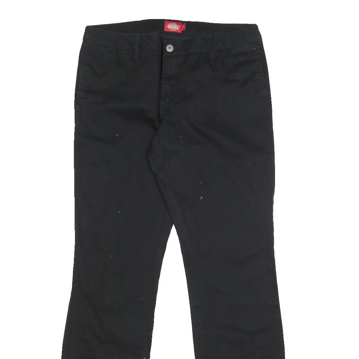 DICKIES Womens Cotton Blend Black Slim Straight Trousers W30 L30 Workwear