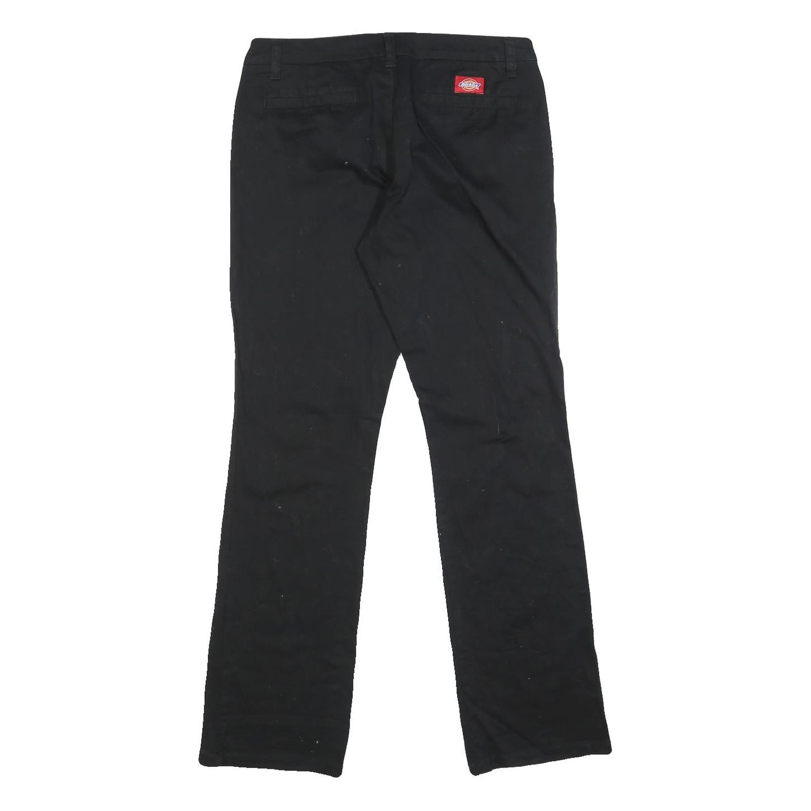 DICKIES Womens Cotton Blend Black Slim Straight Trousers W30 L30 Workwear
