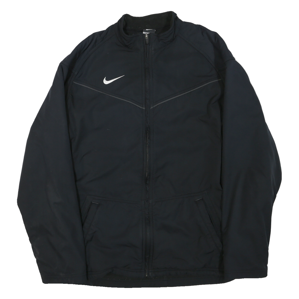 NIKE Mens Black Bomber Jacket L Polyester Blend Zip Plain Casual Outerwear