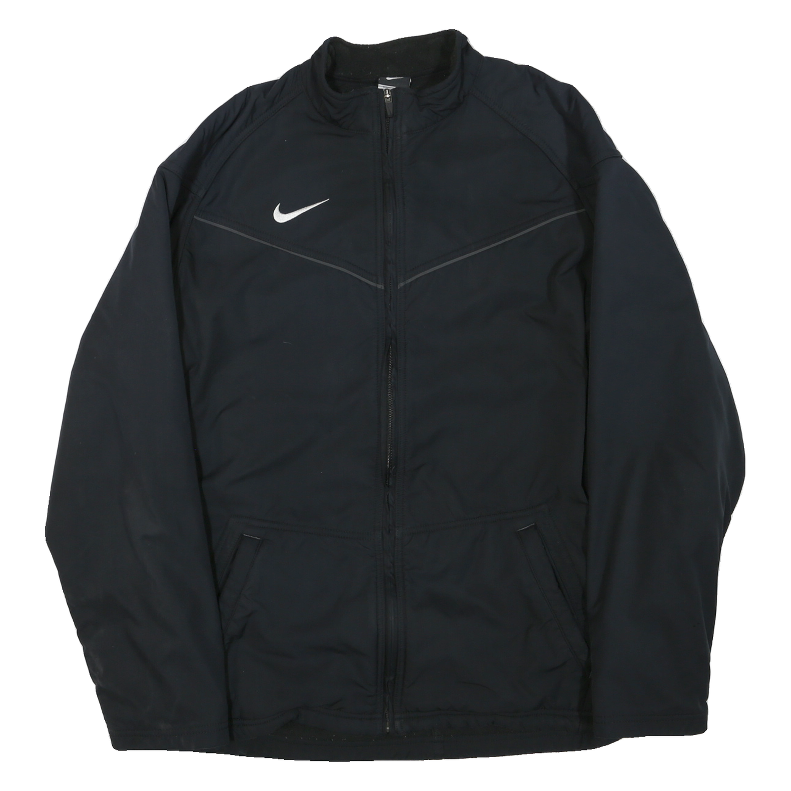 NIKE Mens Black Bomber Jacket L Polyester Blend Zip Plain Casual Outerwear