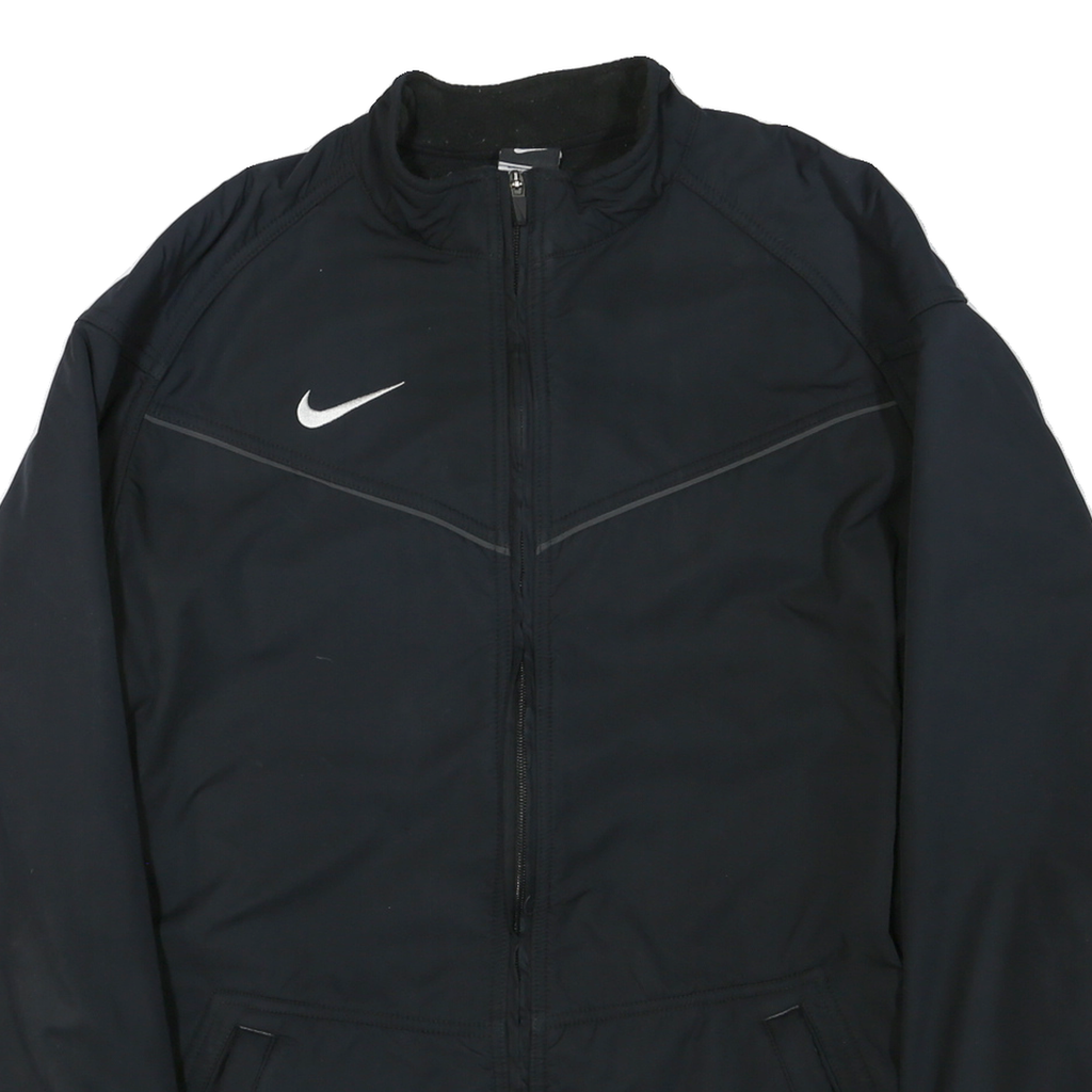 NIKE Mens Black Bomber Jacket L Polyester Blend Zip Plain Casual Outerwear