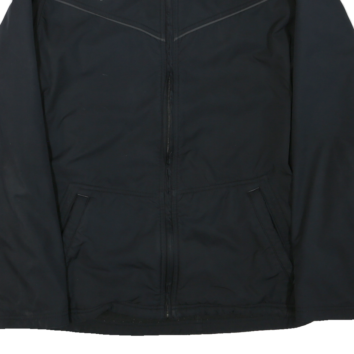 NIKE Mens Black Bomber Jacket L Polyester Blend Zip Plain Casual Outerwear