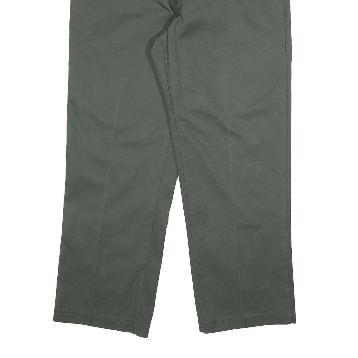 DICKIES Mens Cotton Blend Green Regular Straight Trousers W38 L30 Workwear Zip