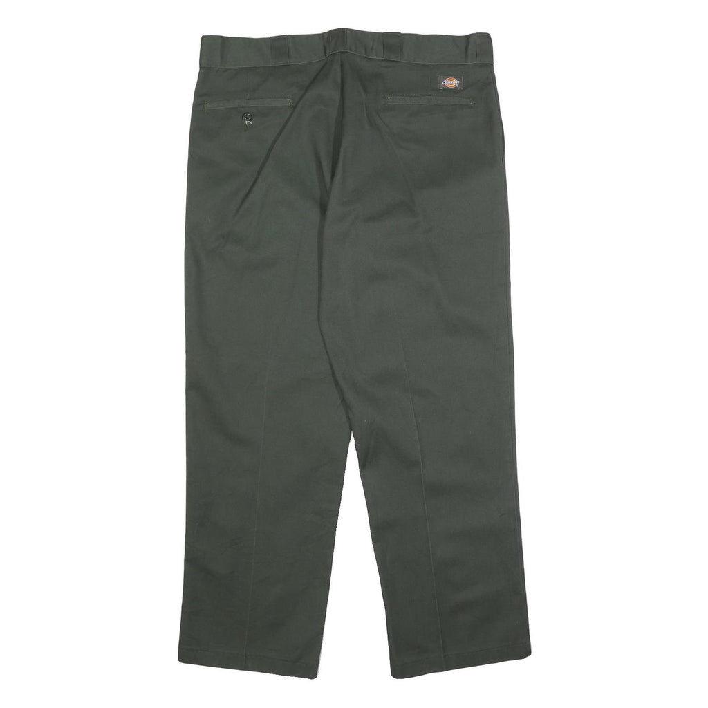 DICKIES Mens Cotton Blend Green Regular Straight Trousers W38 L30 Workwear Zip