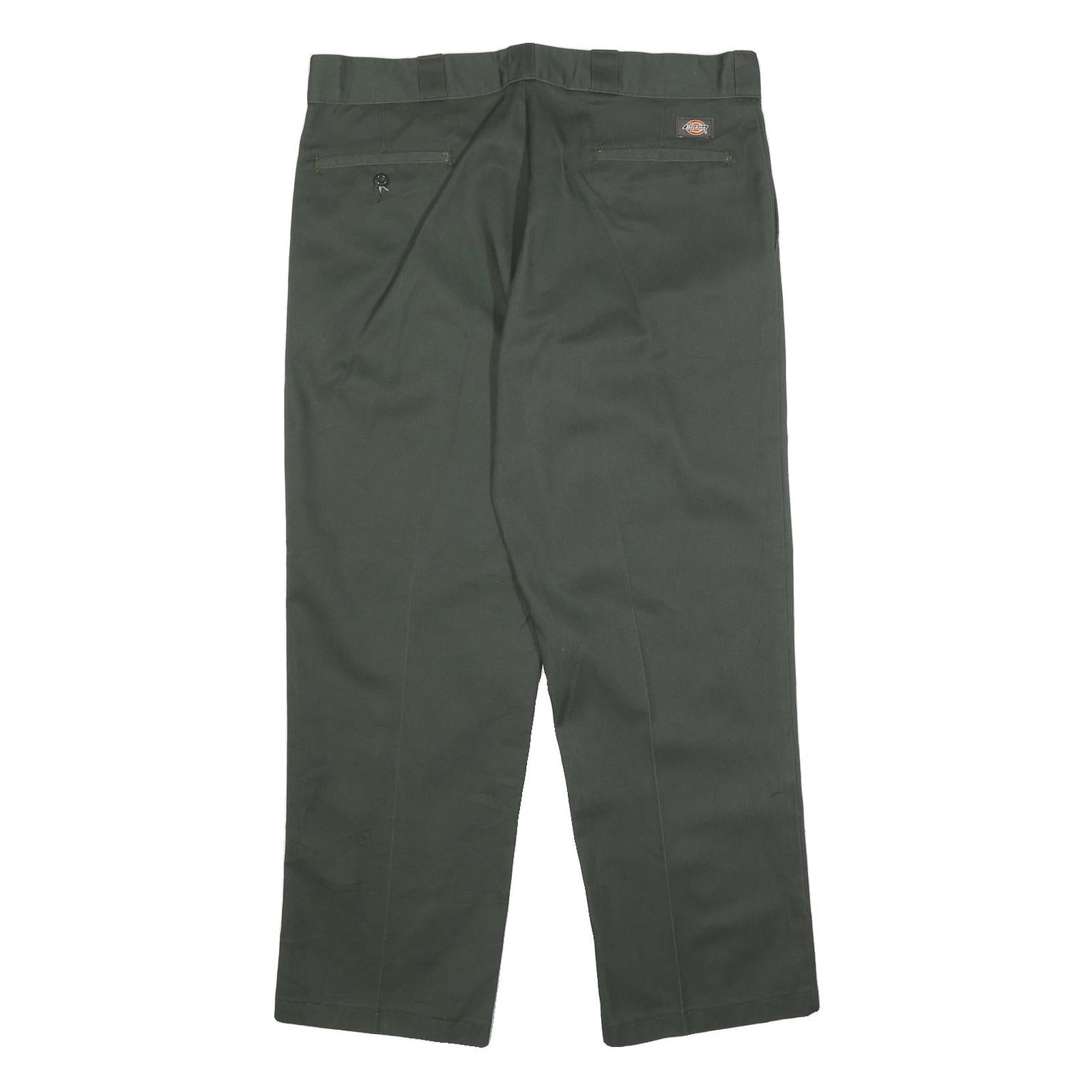 DICKIES Mens Cotton Blend Green Regular Straight Trousers W38 L30 Workwear Zip