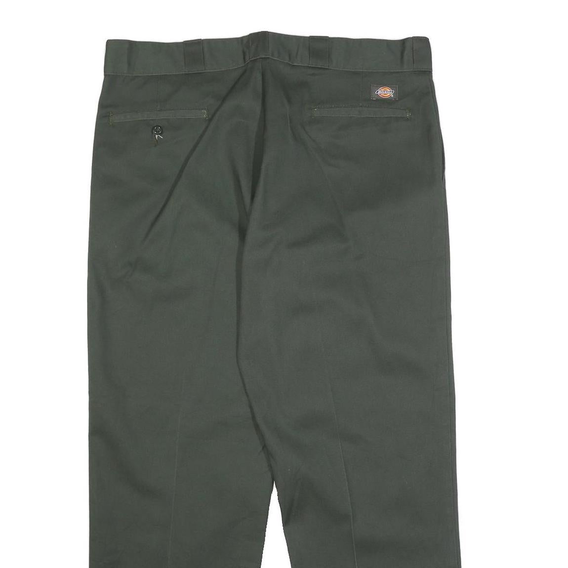 DICKIES Mens Cotton Blend Green Regular Straight Trousers W38 L30 Workwear Zip