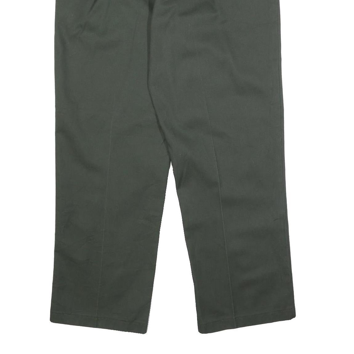 DICKIES Mens Cotton Blend Green Regular Straight Trousers W38 L30 Workwear Zip